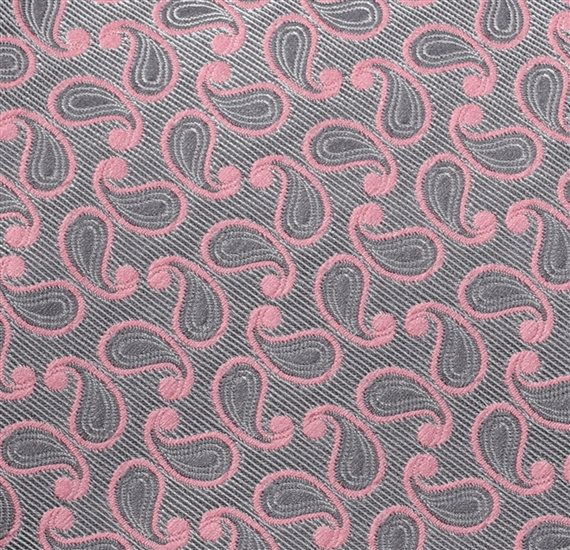 Grey and Pink Tie with Paisley