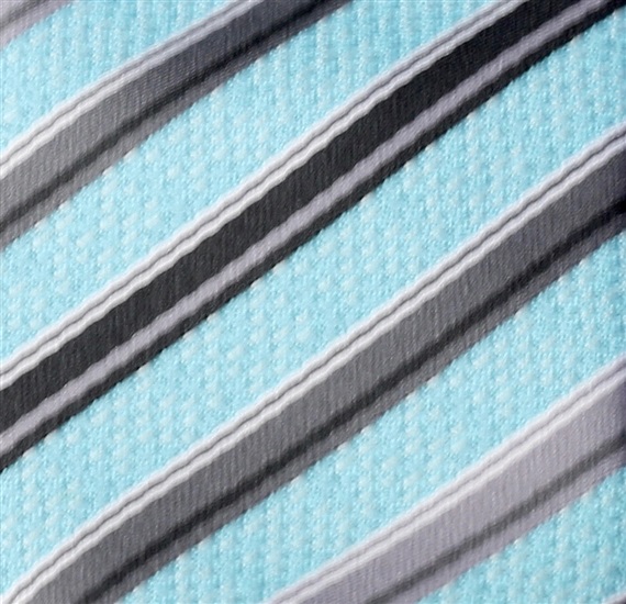Turquoise and Grey Stripes Boy's Tie