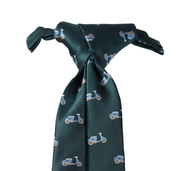 Blue boy's tie with scooter detail