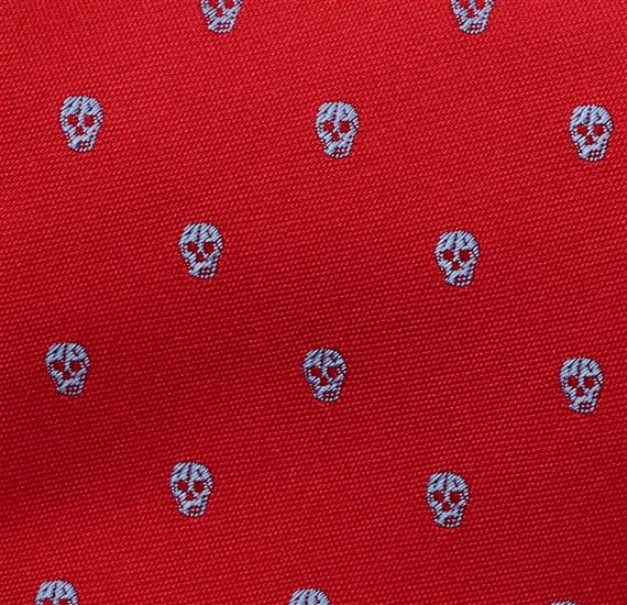 Red Skull Tie Fabric