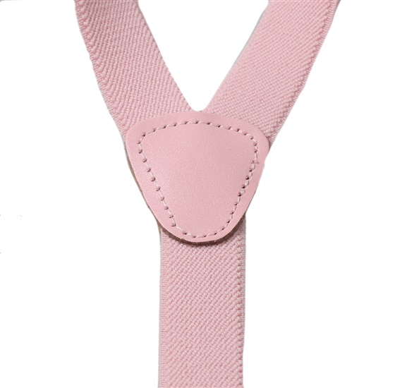 Pink leather crossing baby's braces