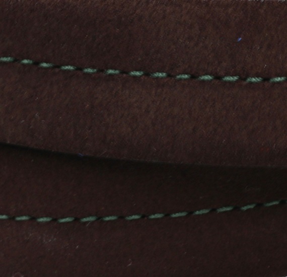 Brown and green suede belt detail