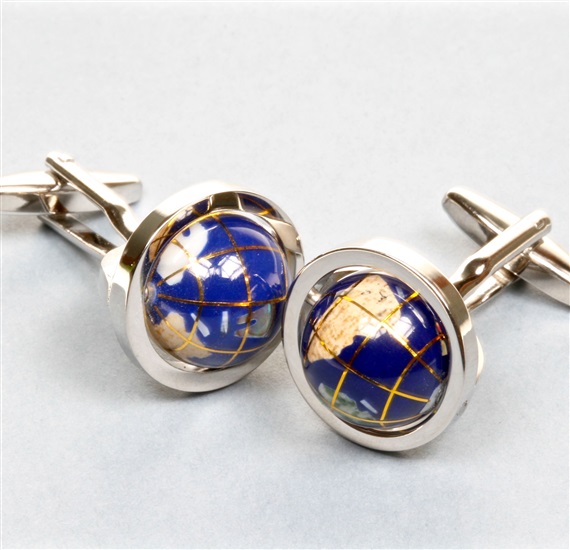 Royal Blue World Globe Cufflinks