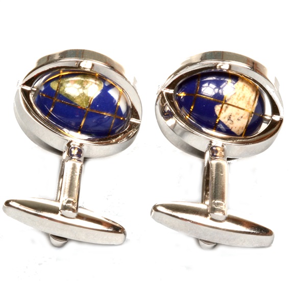 Royal Blue World Globe Cufflinks