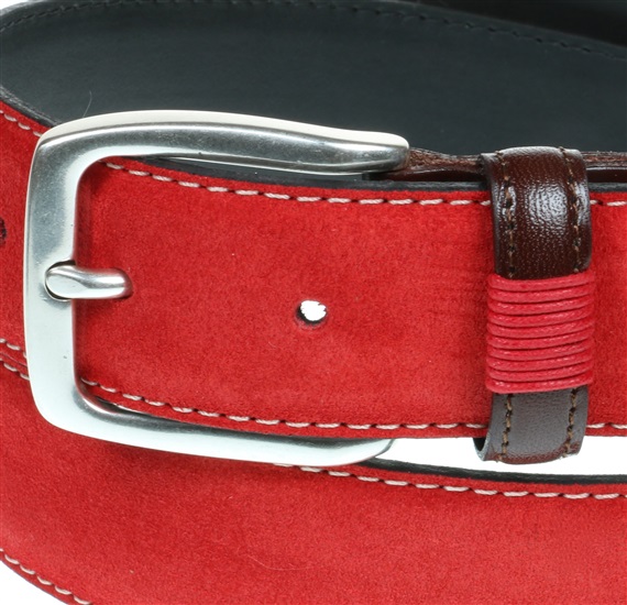 Red suede belt buckle