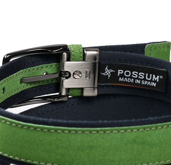 Green suede belt buckle