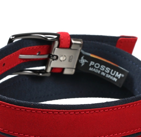 Red suede belt buckle