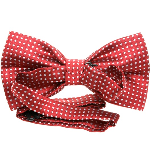 Garnet bow tie reverse with white dots