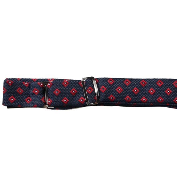 Adjustable closure blue self bow tie with designs