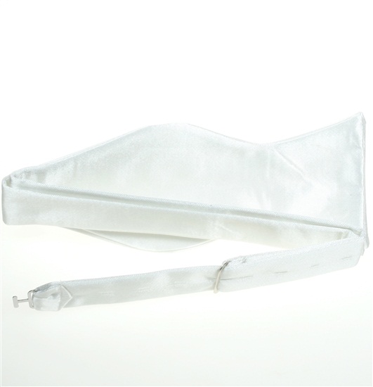 White Self Bow Tie