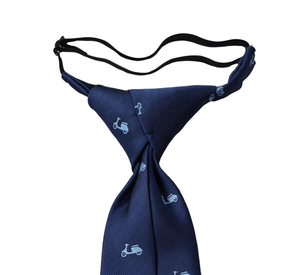 Blue boy's tie with scooter detail