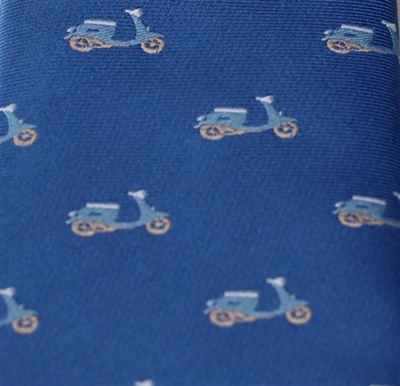 Blue boy's tie with scooter detail