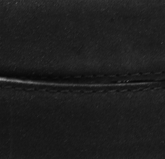 Black split leather belt detail
