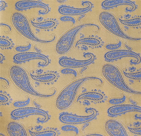 Woven detail ocher bow tie and pocket square with paisley