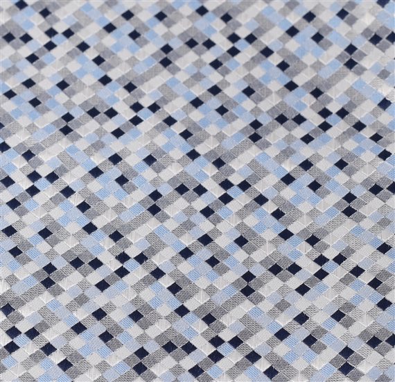 Woven detail blue bow tie and pocket square with design
