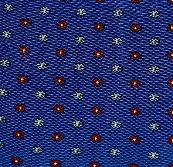 Woven royal blue bow tie and pocket square with flowers