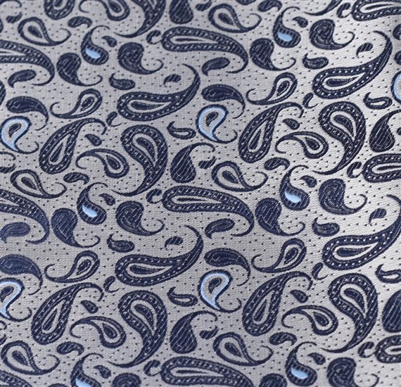 Woven detail grey bow tie and pocket square with paisley
