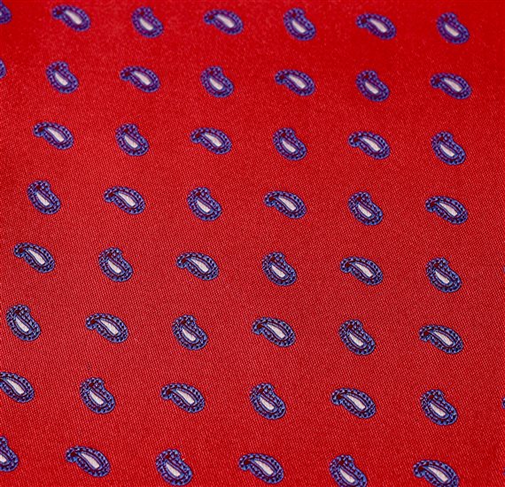 Woven detail red silk bow tie and pocket square with apisley