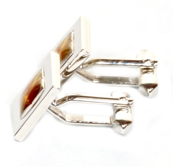 Yellow enamel cufflinks side