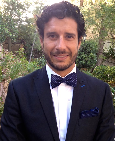 Model with bow tie and pocket square