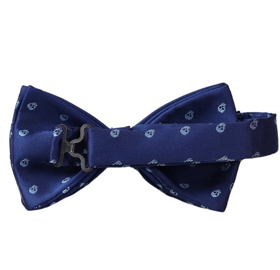 Blue Bow Tie with Skulls Reverse