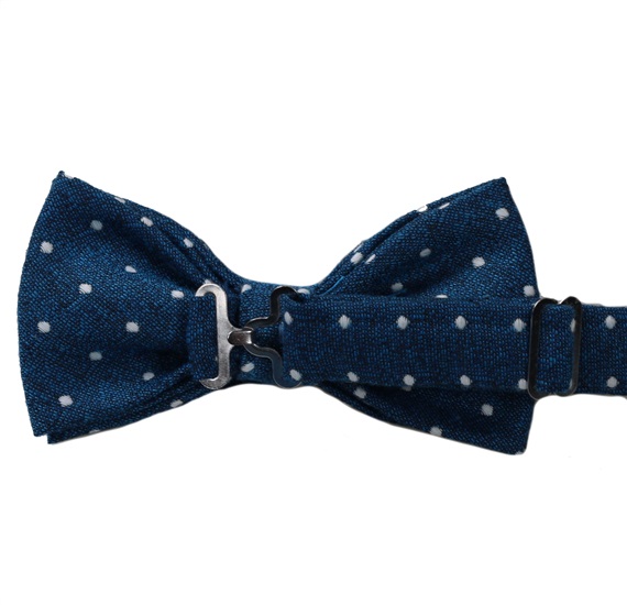Blue bow tie with white dots reverse