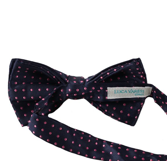 Deep Blue Bow Tie with Pink Dots