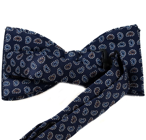 Blue bow tie with blue cashmere reverse