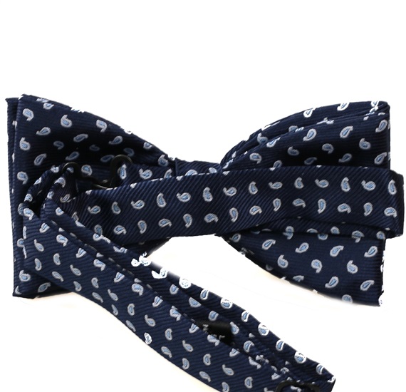 Blue bow tie with cashmere reverse