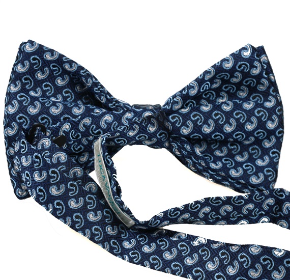 Blue bow tie with cashmere reverse