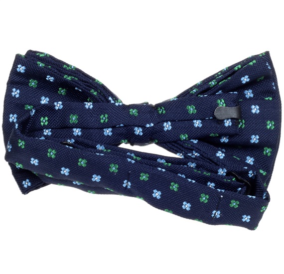 Blue bow tie with flowers reverse