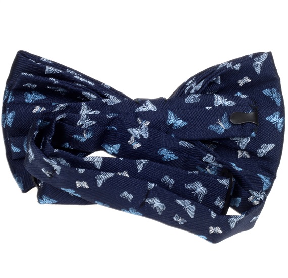 Blue bow tie with butterflies