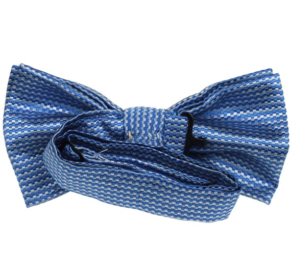 Royal blue bow tie with checks reverse