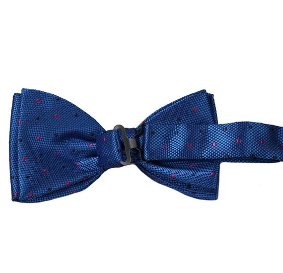 Royal Blue Bow Tie with Dots Reverse
