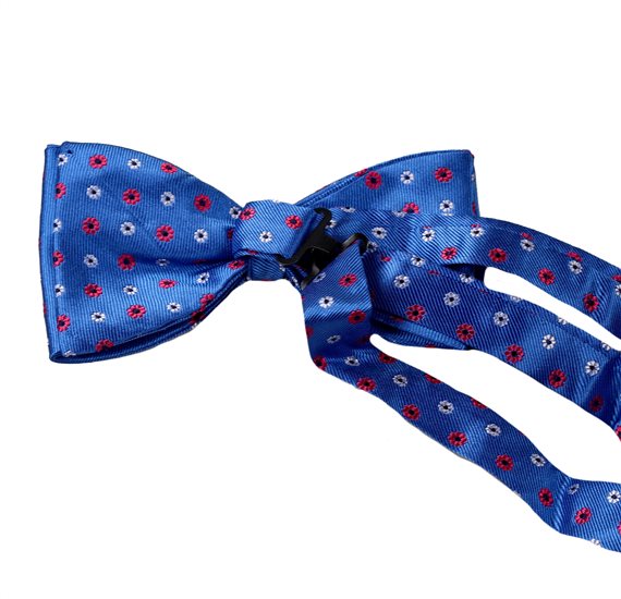 Reverse dark blue bow tie with flowers Liberty