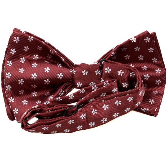 Bordeaux bow tie with daisies reverse