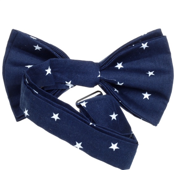 Deep blue bow tie reverse with white stars
