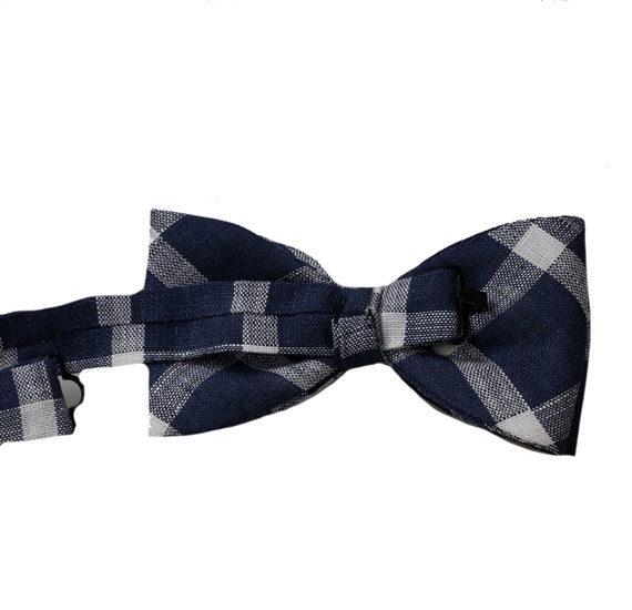 Blue checked bow tie reverse