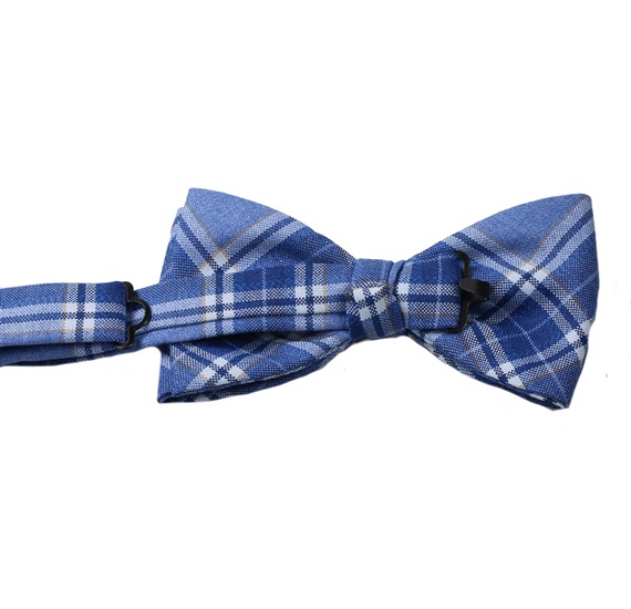 Blue checked bow tie reverse