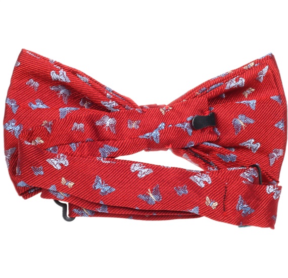 Garnet bow tie with butterflies reverse