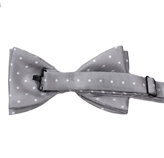 Grey Bow Tie with White Dots Reverse