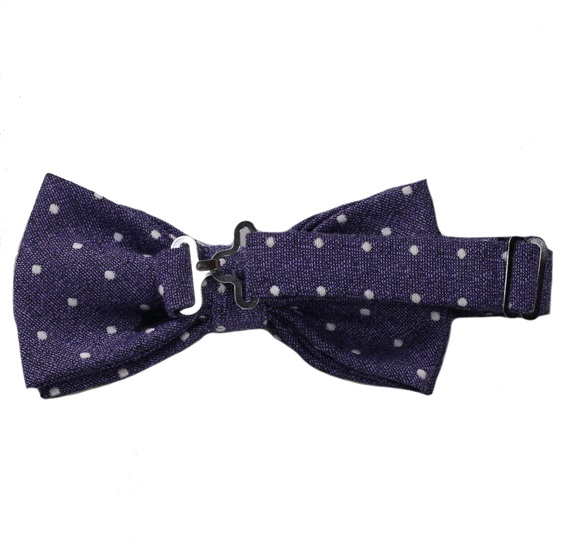Purple bow tie with white dots reverse