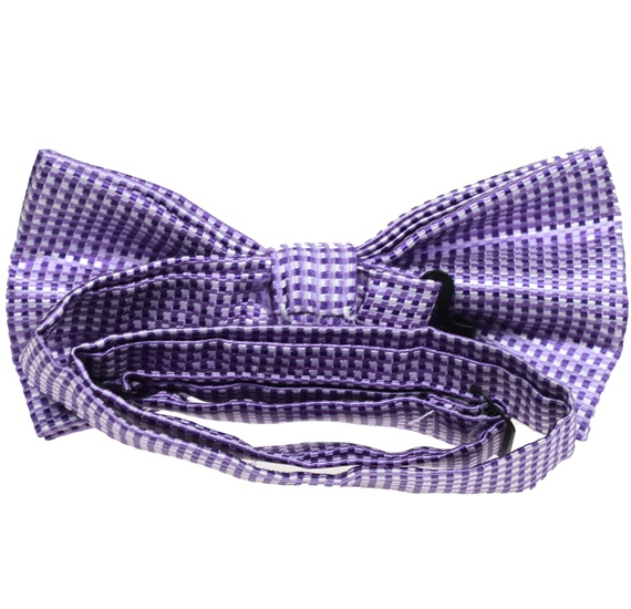Purple bow tie with checks reverse