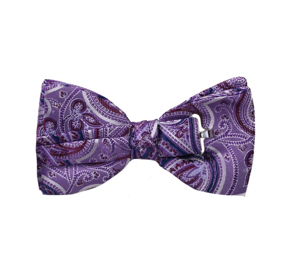 Purple bow tie with lilac cashmere reverse