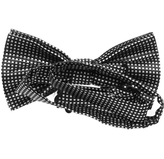 Black bow tie with checks reverse
