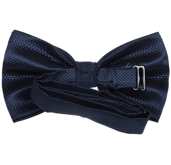 Blue satin bow tie reverse
