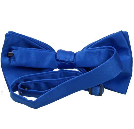 Royal blue satin bow tie reverse