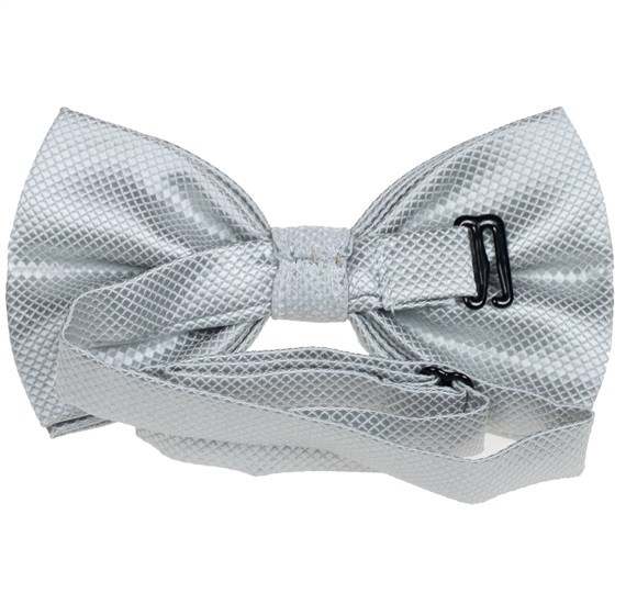 Light grey satin bow tie reverse
