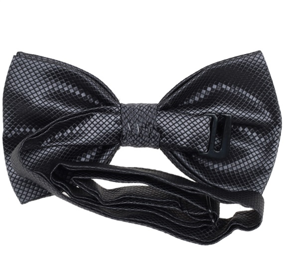 Dark grey satin bow tie reverse
