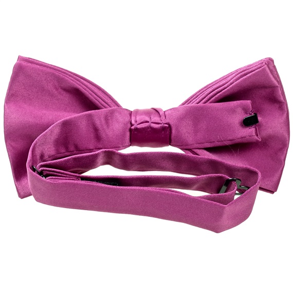 Magenta satin bow tie reverse